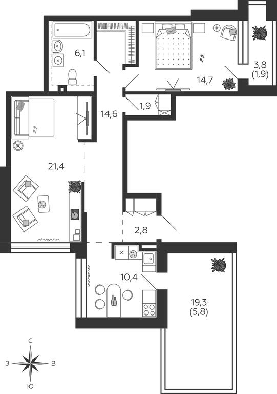 2-BD Apartment Sale, 79.1 sq. m. at Shagal, Автозаводская улица, 23, Москва, Россия #1 2-BD Apartment Sale, 79.1 sq. m. at Shagal, Автозаводская улица, 23, Москва, Россия #1