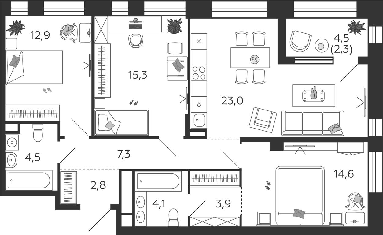 3-BD Apartment Sale, 90.7 sq. m. at Shagal, Автозаводская улица, 23, Москва, Россия #1