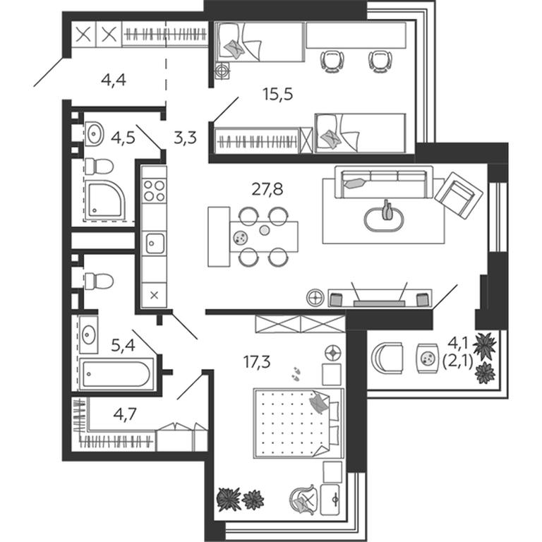Продажа 2-комн. квартиры, 85,2 м² в ЖК «Шагал (Shagal)», Автозаводская улица, 23, Москва, Россия #1