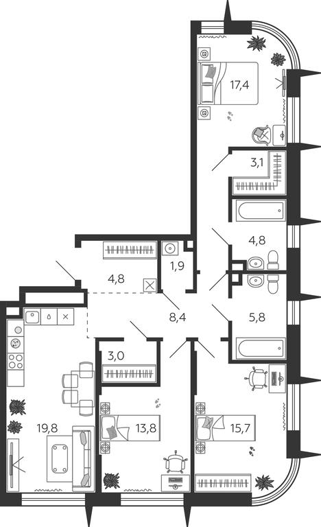 Продажа 3-комн. квартиры, 98,5 м² в ЖК «Шагал (Shagal)», Автозаводская улица, 23, Москва, Россия #1 Продажа 3-комн. квартиры, 98,5 м² в ЖК «Шагал (Shagal)», Автозаводская улица, 23, Москва, Россия #1
