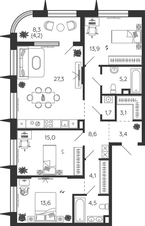 3-BD Apartment Sale, 104.6 sq. m. at Shagal, Автозаводская улица, 23, Москва, Россия #1 3-BD Apartment Sale, 104.6 sq. m. at Shagal, Автозаводская улица, 23, Москва, Россия #1
