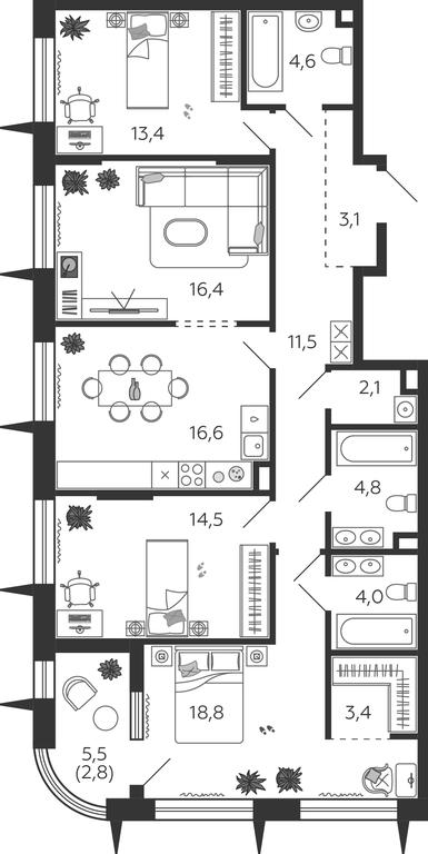 4-BD Apartment Sale, 116 sq. m. at Shagal, Автозаводская улица, 23, Москва, Россия #1 4-BD Apartment Sale, 116 sq. m. at Shagal, Автозаводская улица, 23, Москва, Россия #1