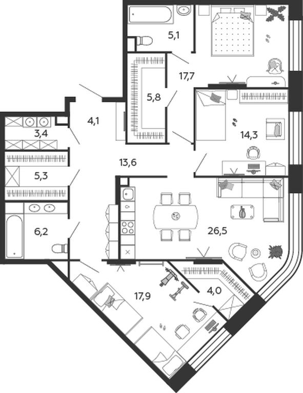 3-BD Apartment Sale, 123.9 sq. m. at Shagal, Автозаводская улица, 23, Москва, Россия #1 3-BD Apartment Sale, 123.9 sq. m. at Shagal, Автозаводская улица, 23, Москва, Россия #1