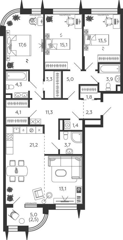 4-BD Apartment Sale, 124.1 sq. m. at Shagal, Автозаводская улица, 23, Москва, Россия #1 4-BD Apartment Sale, 124.1 sq. m. at Shagal, Автозаводская улица, 23, Москва, Россия #1