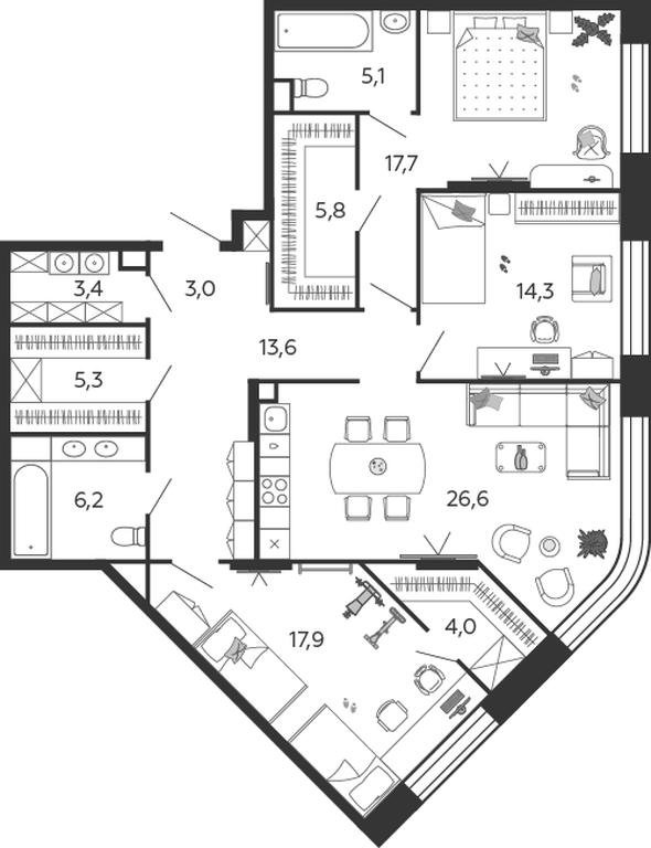 3-BD Apartment Sale, 122.9 sq. m. at Shagal, Автозаводская улица, 23, Москва, Россия #1 3-BD Apartment Sale, 122.9 sq. m. at Shagal, Автозаводская улица, 23, Москва, Россия #1