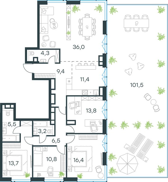 4-BD Apartment Sale, 161.45 sq. m. at Level Prichalnyi, Prichalny Drive, 8к1, Moscow, Russia #2 4-BD Apartment Sale, 161.45 sq. m. at Level Prichalnyi, Prichalny Drive, 8к1, Moscow, Russia #2