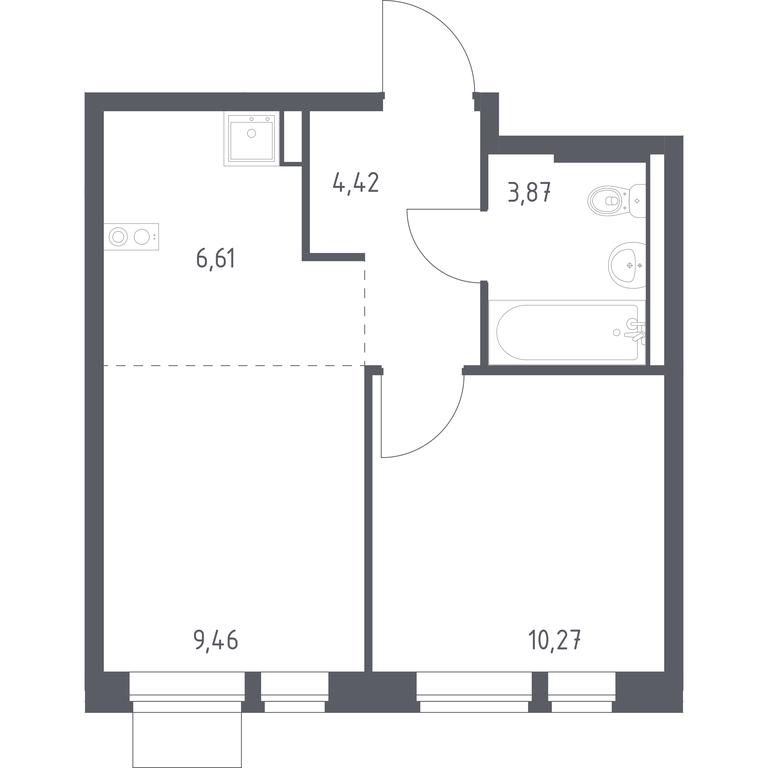 Apartment Sale, 34.63平方米 at Kvartal Aviatorov, ulitsa Koldunova, Aviatorov Microdistrict, Balashikha, Moscow Region, Russia #1