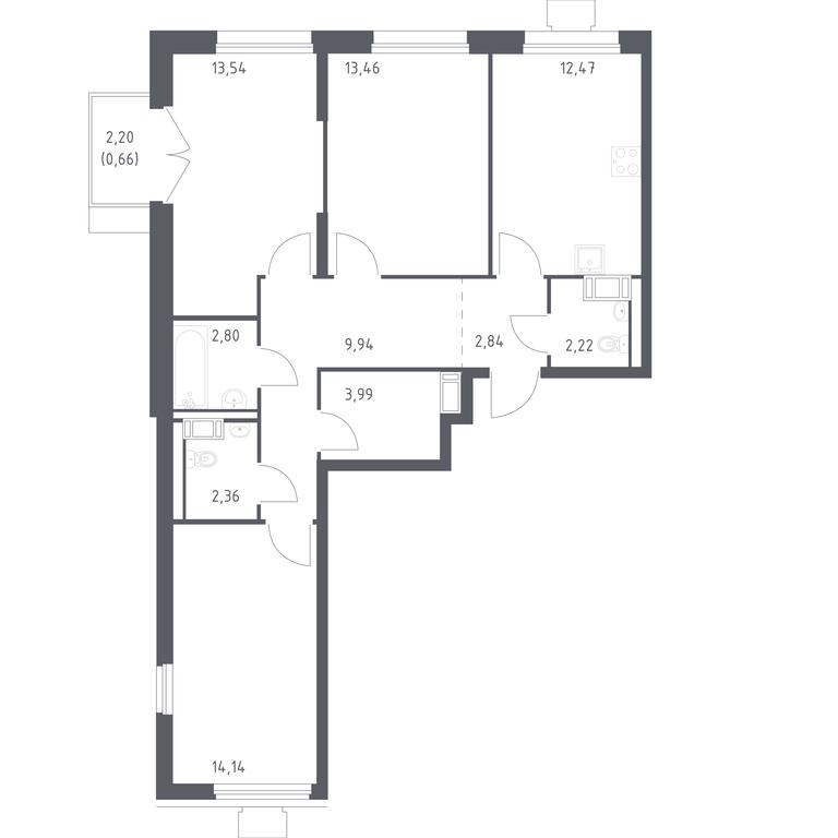 2-BD Apartment Sale, 77.5 sq. m. at Tomilino Park, 1-y kvartal, posyolok Zhilino-1, Lubertsy City District, Moscow Region, Russia #1 2-BD Apartment Sale, 77.5 sq. m. at Tomilino Park, 1-y kvartal, posyolok Zhilino-1, Lubertsy City District, Moscow Region, Russia #1