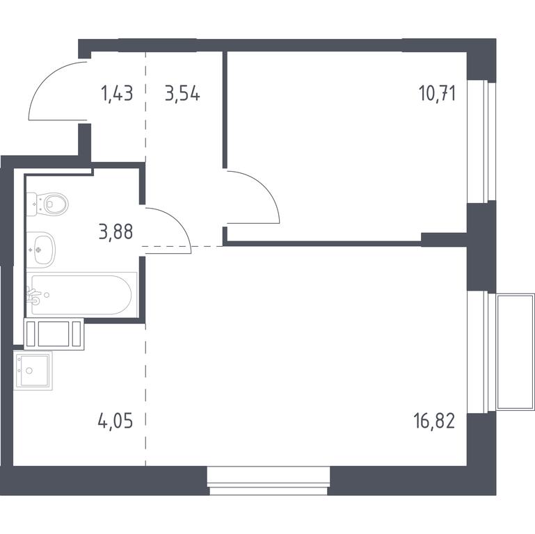 Apartment Sale, 40.43 sq. m. at Tomilino Park, 1-y kvartal, posyolok Zhilino-1, Lubertsy City District, Moscow Region, Russia #1