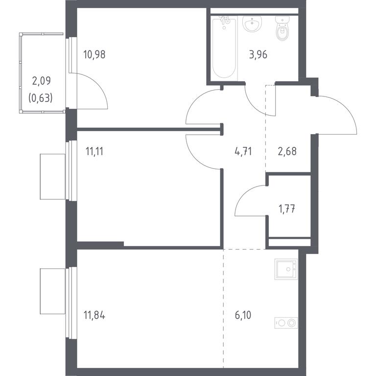 1-BD Apartment Sale, 53.78平方米 at Gorki Park, Shkolnaya ulitsa, 2, derevnya Korobovo, Leninskiy City District, Moscow Region, Russia #1 1-BD Apartment Sale, 53.78平方米 at Gorki Park, Shkolnaya ulitsa, 2, derevnya Korobovo, Leninskiy City District, Moscow Region, Russia #1