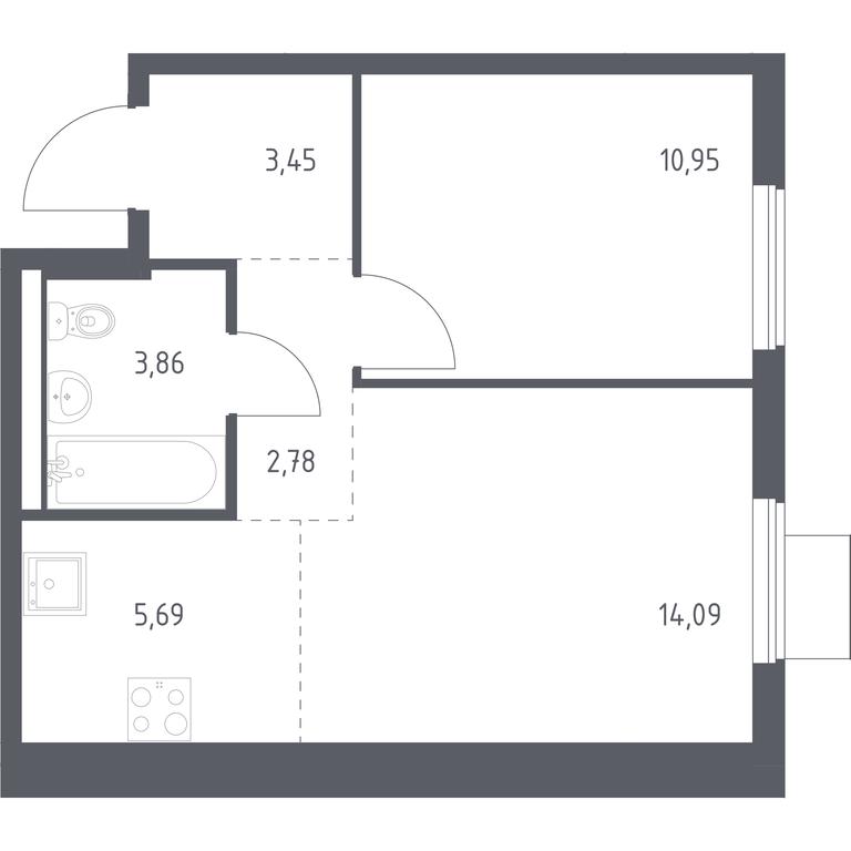 Apartment Sale, 40.82 sq. m. at Gorki Park, Shkolnaya ulitsa, 2, derevnya Korobovo, Leninskiy City District, Moscow Region, Russia #1