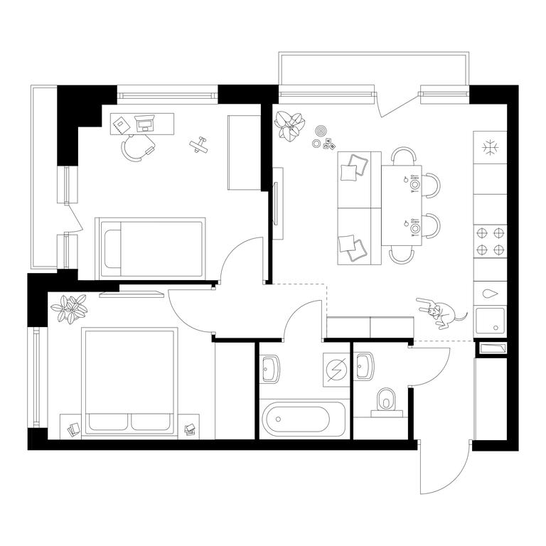 2-BD Apartment Sale, 49.8平方米 at Kutuzovskiy Kvartal, Ivana Franko Street, 20к1, Moscow, Russia #1 2-BD Apartment Sale, 49.8平方米 at Kutuzovskiy Kvartal, Ivana Franko Street, 20к1, Moscow, Russia #1