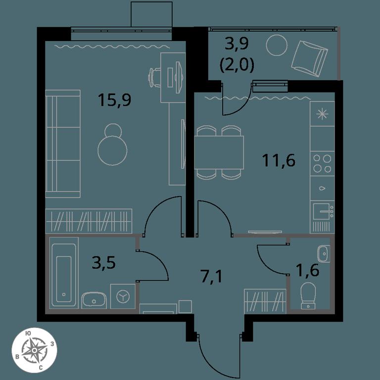 1-BD Apartment Sale, 41.7 sq. m. at Pervy Yuzhny, zhiloy kompleks Pervy Yuzhny, Leninskiy City District, Moscow Region, Russia #1 1-BD Apartment Sale, 41.7 sq. m. at Pervy Yuzhny, zhiloy kompleks Pervy Yuzhny, Leninskiy City District, Moscow Region, Russia #1