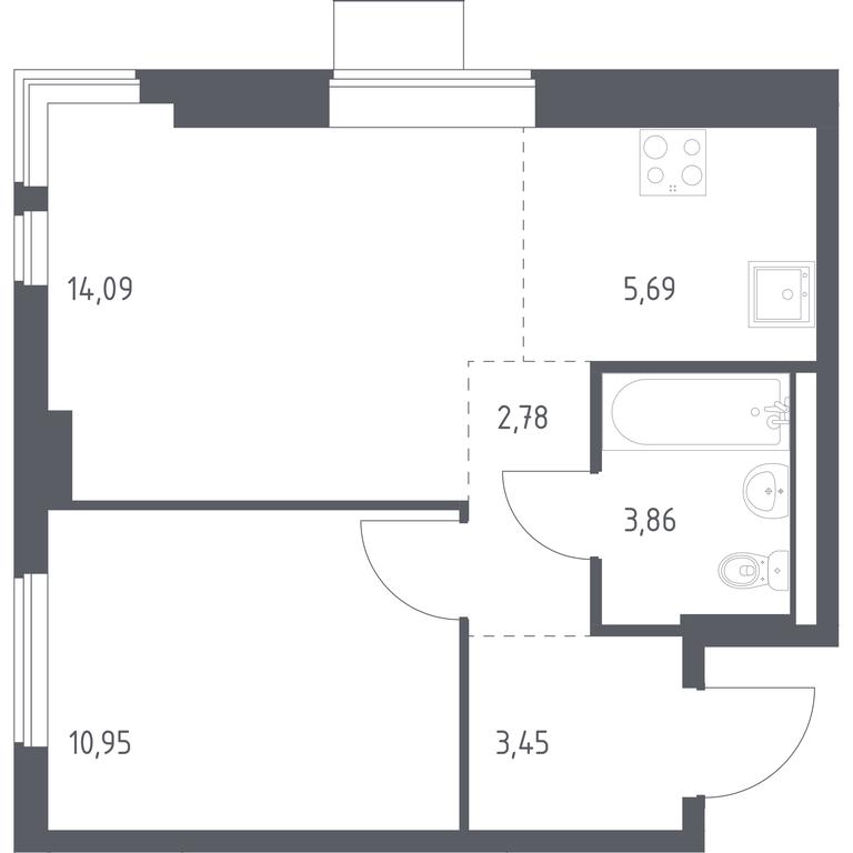 Apartment Sale, 40.82 sq. m. at Gorki Park, Shkolnaya ulitsa, 2, derevnya Korobovo, Leninskiy City District, Moscow Region, Russia #1