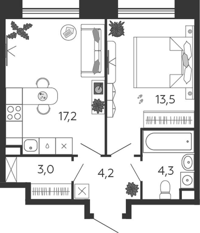 1-BD Apartment Sale, 42.4 sq. m. at Shagal, Автозаводская улица, 23, Москва, Россия #1