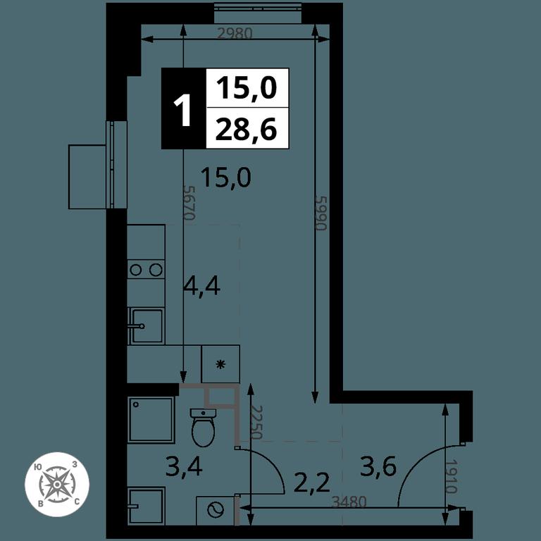 Apartment Sale, 28.6 sq. m. at Pervy Sheremetevskij, Komsomolskaya Street, 16, Khimki, Moscow Region, Russia #1 Apartment Sale, 28.6 sq. m. at Pervy Sheremetevskij, Komsomolskaya Street, 16, Khimki, Moscow Region, Russia #1