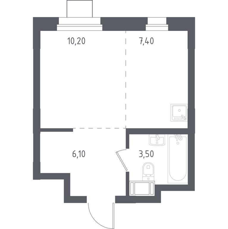 Apartment Sale, 27.4 sq. m. at Liubertsy, ulitsa Kamova, 5к1, Lyubertsy, Moscow Region, Russia #1