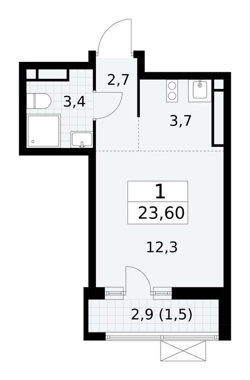 Продажа квартиры, 23,6 м² в ЖК «Прокшино», жилой комплекс Прокшино, поселение Сосенское, Москва, Россия #1