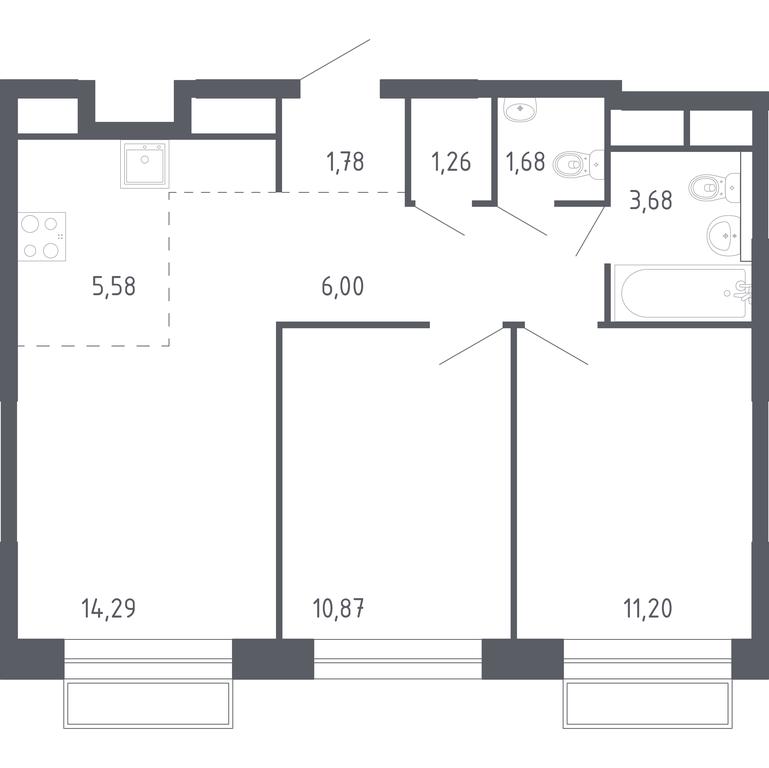 1-BD Apartment Sale, 56.34平方米 at Novograd Pavlino, Kosinskoye shosse, 2, Novoye Pavlino Microdistrict, Balashikha, Moscow Region, Russia #1 1-BD Apartment Sale, 56.34平方米 at Novograd Pavlino, Kosinskoye shosse, 2, Novoye Pavlino Microdistrict, Balashikha, Moscow Region, Russia #1