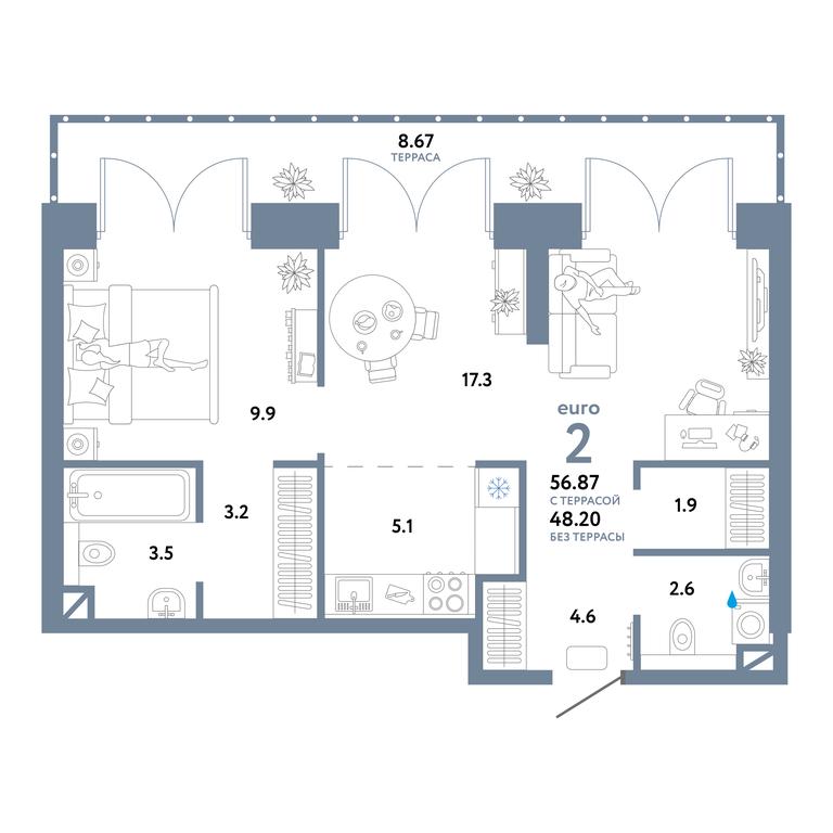 1-BD Apartment Sale, 56.87 sq. m. at Strana.Ozernaya, Ozyornaya Street, 42с7, Moscow, Russia #1 1-BD Apartment Sale, 56.87 sq. m. at Strana.Ozernaya, Ozyornaya Street, 42с7, Moscow, Russia #1