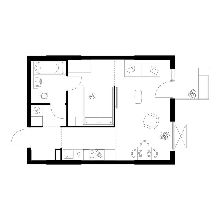 1-BD Apartment Sale, 35.6平方米 at Zelionyi Park, 687-y proyezd, 15с2, Zelenograd, Moscow, Russia #1