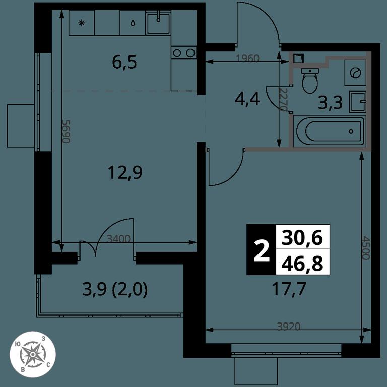 2-BD Apartment Sale, 46.8 sq. m. at Pervy Donskoj, zhiloy mikrorayon Sapronovo, derevnya Sapronovo, Leninskiy City District, Moscow Region, Russia #2 2-BD Apartment Sale, 46.8 sq. m. at Pervy Donskoj, zhiloy mikrorayon Sapronovo, derevnya Sapronovo, Leninskiy City District, Moscow Region, Russia #2