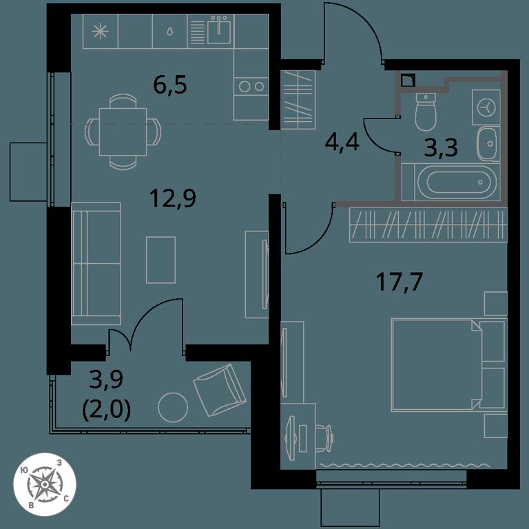 2-BD Apartment Sale, 46.8 sq. m. at Pervy Donskoj, zhiloy mikrorayon Sapronovo, derevnya Sapronovo, Leninskiy City District, Moscow Region, Russia #1 2-BD Apartment Sale, 46.8 sq. m. at Pervy Donskoj, zhiloy mikrorayon Sapronovo, derevnya Sapronovo, Leninskiy City District, Moscow Region, Russia #1