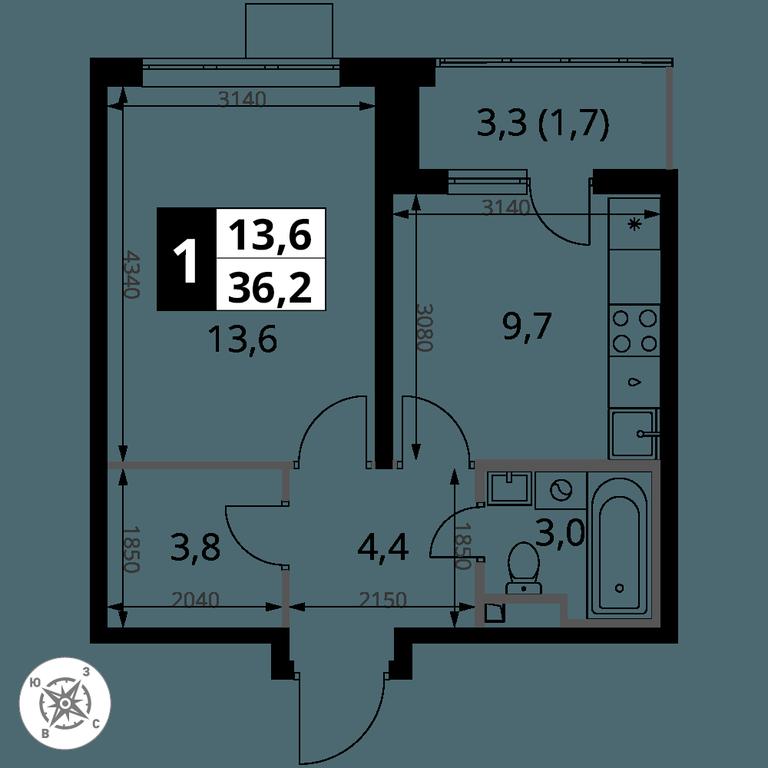 1-BD Apartment Sale, 36.2 sq. m. at Pervy Donskoj, zhiloy mikrorayon Sapronovo, derevnya Sapronovo, Leninskiy City District, Moscow Region, Russia #2 1-BD Apartment Sale, 36.2 sq. m. at Pervy Donskoj, zhiloy mikrorayon Sapronovo, derevnya Sapronovo, Leninskiy City District, Moscow Region, Russia #2