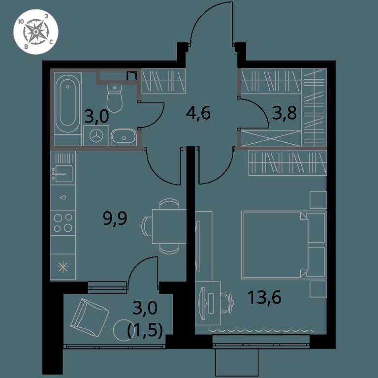 1-BD Apartment Sale, 36.4 sq. m. at Pervy Donskoj, zhiloy mikrorayon Sapronovo, derevnya Sapronovo, Leninskiy City District, Moscow Region, Russia #1 1-BD Apartment Sale, 36.4 sq. m. at Pervy Donskoj, zhiloy mikrorayon Sapronovo, derevnya Sapronovo, Leninskiy City District, Moscow Region, Russia #1