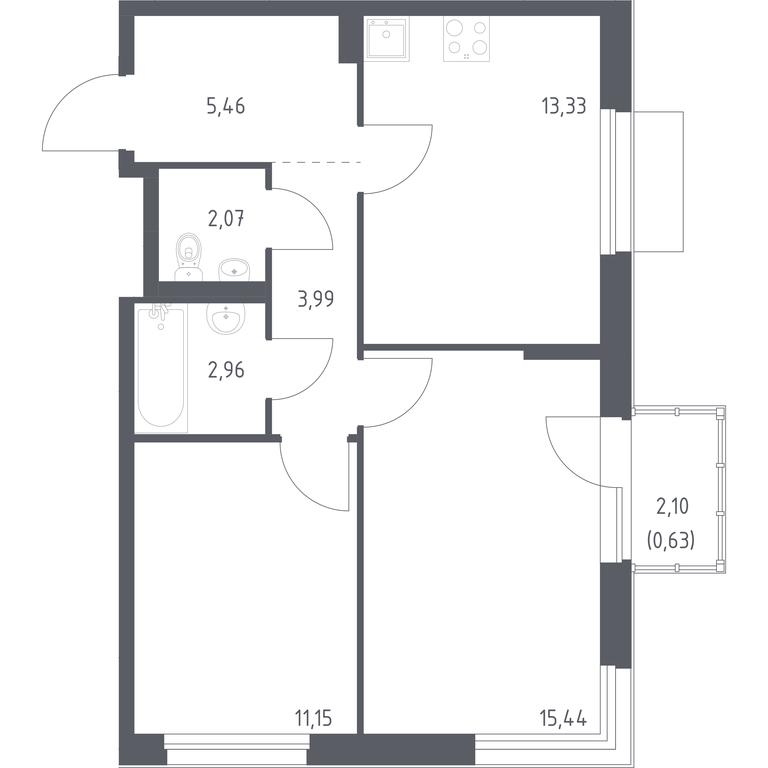 1-BD Apartment Sale, 55.03 sq. m. at Novoe Vnukovo, kvartal № 38, Kokoshkino Settlement, Moscow, Russia #1 1-BD Apartment Sale, 55.03 sq. m. at Novoe Vnukovo, kvartal № 38, Kokoshkino Settlement, Moscow, Russia #1