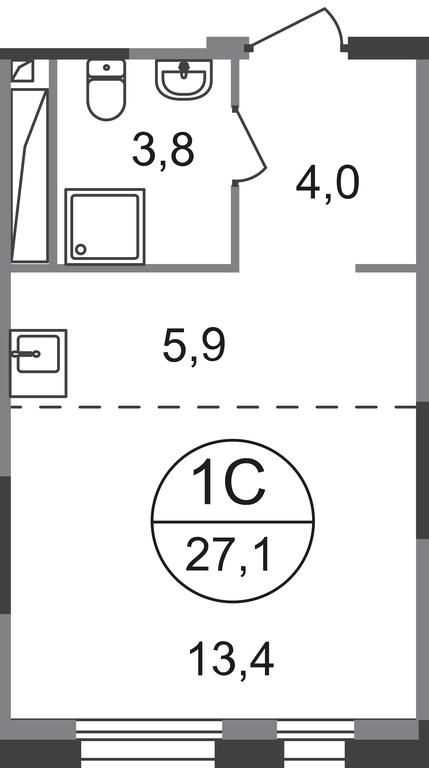Apartment Sale, 27.1 sq. m. at Pervyi Moskovskiy, ulitsa Bianki, 1, Moskovskiy, Moscow, Russia #1