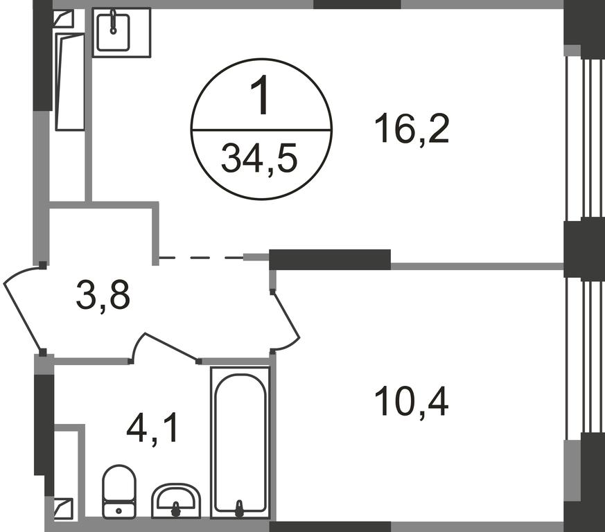 Apartment Sale, 34.5 sq. m. at Pervyi Moskovskiy, ulitsa Bianki, 1, Moskovskiy, Moscow, Russia #1