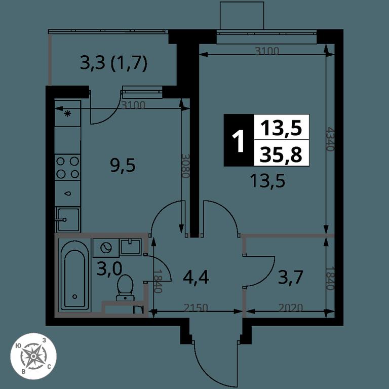 1-BD Apartment Sale, 35.8 sq. m. at Pervy Donskoj, zhiloy mikrorayon Sapronovo, derevnya Sapronovo, Leninskiy City District, Moscow Region, Russia #2 1-BD Apartment Sale, 35.8 sq. m. at Pervy Donskoj, zhiloy mikrorayon Sapronovo, derevnya Sapronovo, Leninskiy City District, Moscow Region, Russia #2
