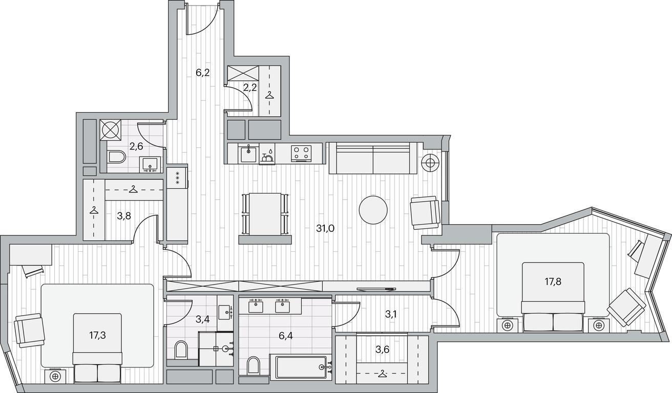 2-BD Apartment Sale, 99.3平方米 at Beregovoy, Beregovoy Drive, 2, Moscow, Russia #1 2-BD Apartment Sale, 99.3平方米 at Beregovoy, Beregovoy Drive, 2, Moscow, Russia #1