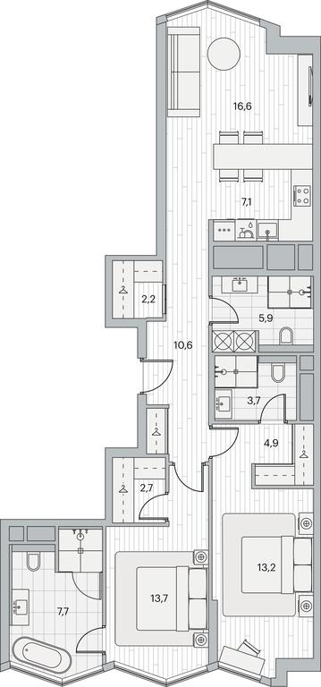 2-BD Apartment Sale, 90.5平方米 at Beregovoy, Beregovoy Drive, 2, Moscow, Russia #1