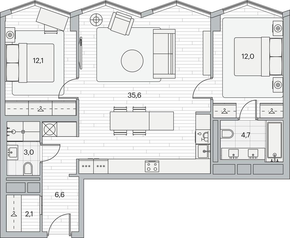 2-BD Apartment Sale, 75.5 sq. m. at Beregovoy, Beregovoy Drive, 2, Moscow, Russia #1