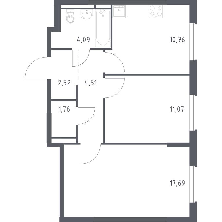 1-BD Apartment Sale, 52.4 sq. m. at Mytishchi Park, Silikatnaya ulitsa, 41к3, Mytischi, Moscow Region, Russia #1 1-BD Apartment Sale, 52.4 sq. m. at Mytishchi Park, Silikatnaya ulitsa, 41к3, Mytischi, Moscow Region, Russia #1