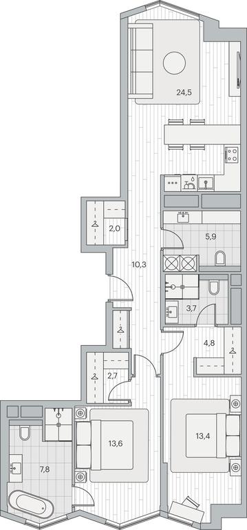2-BD Apartment Sale, 91.2平方米 at Beregovoy, Beregovoy Drive, 2, Moscow, Russia #1 2-BD Apartment Sale, 91.2平方米 at Beregovoy, Beregovoy Drive, 2, Moscow, Russia #1