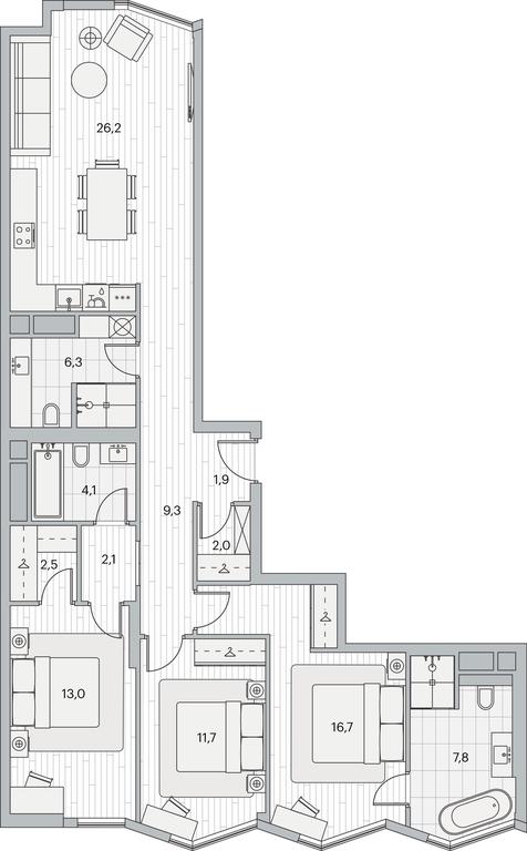 3-BD Apartment Sale, 105.1平方米 at Beregovoy, Beregovoy Drive, 2, Moscow, Russia #1