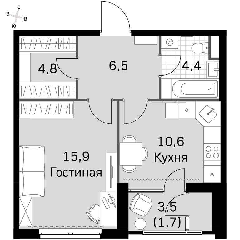 1-BD Apartment Sale, 43.9 sq. m. at Sky Garden, Stroitelny Drive, 9с6, Moscow, Russia #1 1-BD Apartment Sale, 43.9 sq. m. at Sky Garden, Stroitelny Drive, 9с6, Moscow, Russia #1