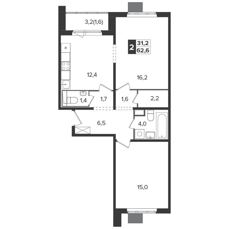 2-BD Apartment Sale, 61.6 sq. m. at Yzhnaya Bitsa, Yuzhnaya Bitsa Residential Complex, posyolok Bittsa, Leninskiy City District, Moscow Region, Russia #1