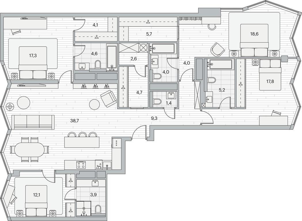 4-BD Apartment Sale, 154.7平方米 at Beregovoy, Beregovoy Drive, 2, Moscow, Russia #1
