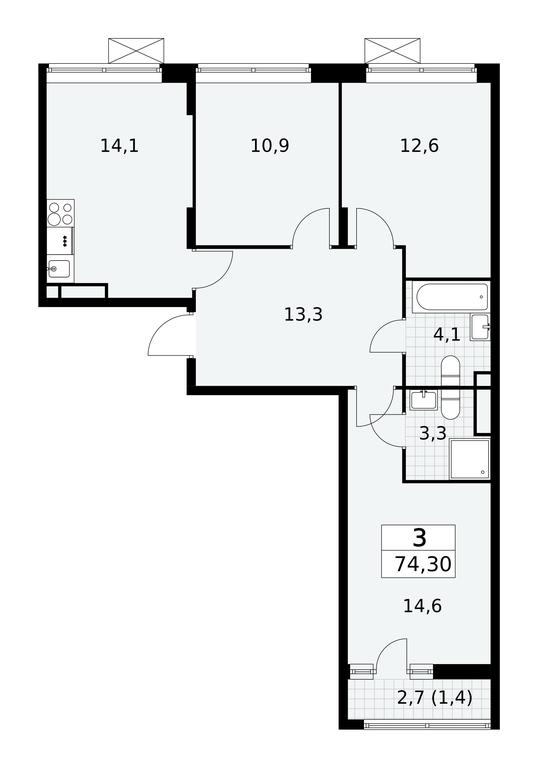Продажа 2-комн. квартиры, 74,3 м² в ЖК «Прокшино», жилой комплекс Прокшино, поселение Сосенское, Москва, Россия #1