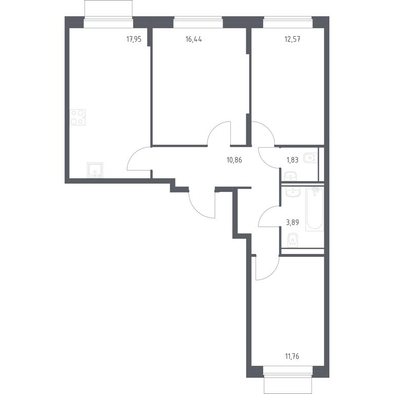 2-BD Apartment Sale, 75.3 sq. m. at Kvartal Domashnij, Donetskaya Street, 30с11, Moscow, Russia #1 2-BD Apartment Sale, 75.3 sq. m. at Kvartal Domashnij, Donetskaya Street, 30с11, Moscow, Russia #1