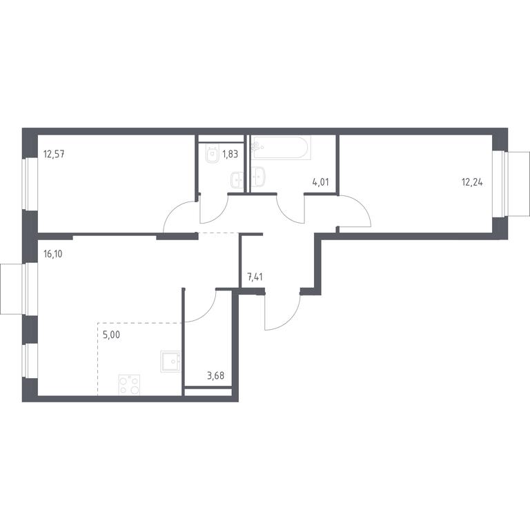 1-BD Apartment Sale, 62.84 sq. m. at Kvartal Domashnij, Donetskaya Street, 30с11, Moscow, Russia #1 1-BD Apartment Sale, 62.84 sq. m. at Kvartal Domashnij, Donetskaya Street, 30с11, Moscow, Russia #1