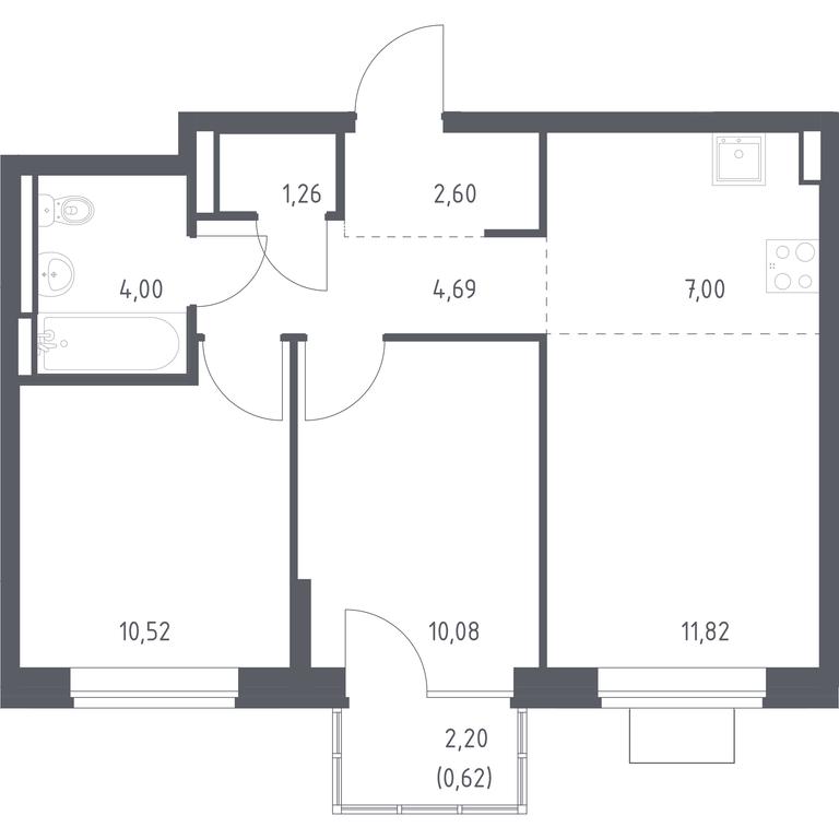1-BD Apartment Sale, 52.59平方米 at Bogdanovskiy Les, derevnya Bogdanikha, Leninskiy City District, Moscow Region, Russia #1 1-BD Apartment Sale, 52.59平方米 at Bogdanovskiy Les, derevnya Bogdanikha, Leninskiy City District, Moscow Region, Russia #1