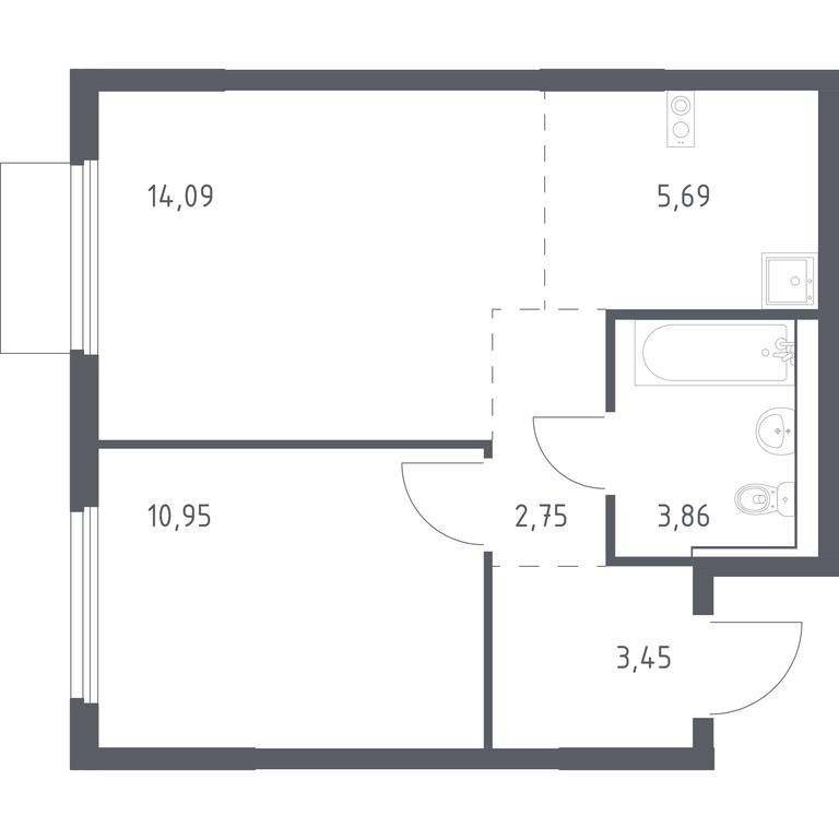 Apartment Sale, 40.79 sq. m. at Prigorod Lesnoe, Molodyozhny bulvar, 6, derevnya Misaylovo, Leninskiy City District, Moscow Region, Russia #1