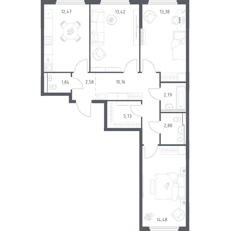 Продажа 2-комн. квартиры, 77,73 м² в ЖК «Пригород Лесное», Молодёжный бульвар, 6, деревня Мисайлово, Ленинский городской округ, Московская область, Россия #2 Продажа 2-комн. квартиры, 77,73 м² в ЖК «Пригород Лесное», Молодёжный бульвар, 6, деревня Мисайлово, Ленинский городской округ, Московская область, Россия #2