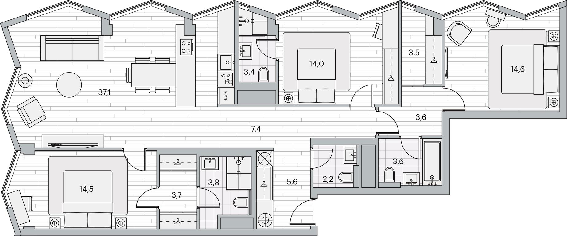 3-BD Apartment Sale, 117.1平方米 at Beregovoy, Beregovoy Drive, 2, Moscow, Russia #1