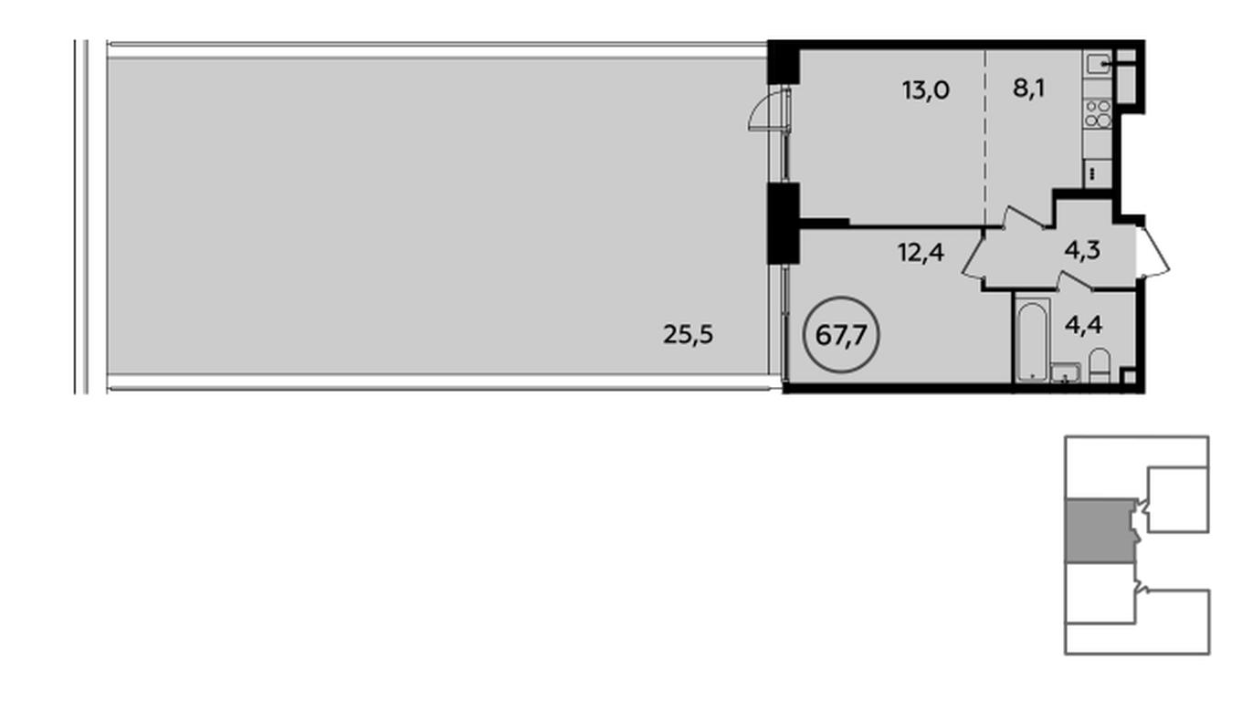 1-BD Apartment Sale, 67.4 sq. m. at Prokshino, Prokshino Residential Complex, Sosenskoye Settlement, Moscow, Russia #2